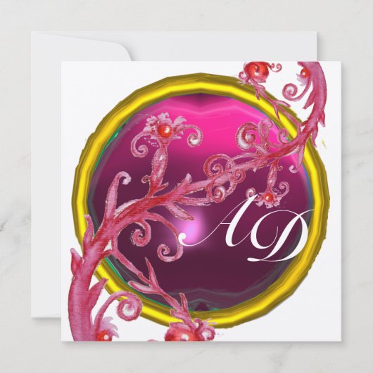 MAGISCHE BESJES 4, MONOGRAM blauw aquamarijn goud Kaart (Voorkant)