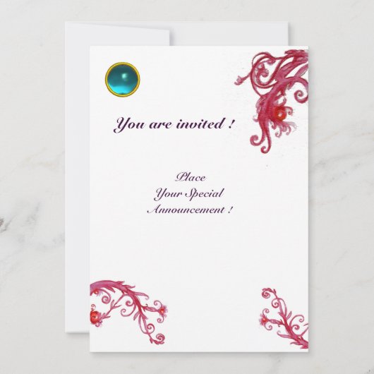 MAGISCHE BESJES 4, MONOGRAM blauwe aquamarijn Kaart (Achterkant)