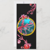 MAGISCHE BESJES 4, MONOGRAM blauwe aquamarine Kaart (Voorkant)