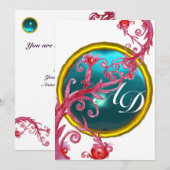 MAGISCHE BESJES 4, MONOGRAM blauwe aquamarine Kaart (Voorkant / Achterkant)