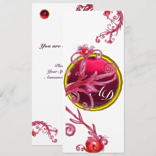 MAGISCHE BESJES 4, MONOGRAM blauwe aquamarine Kaart (Voorkant / Achterkant)