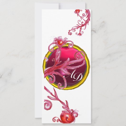 MAGISCHE BESJES 4, MONOGRAM blauwe aquamarine Kaart (Voorkant)