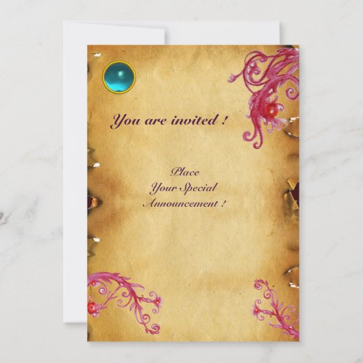 MAGISCHE BESJES 4,MONOGRAM perkament Kaart (Achterkant)