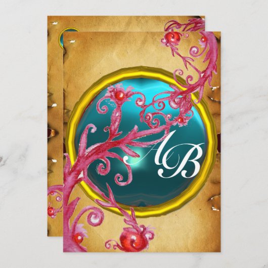 MAGISCHE BESJES 4,MONOGRAM perkament Kaart (Voorkant / Achterkant)