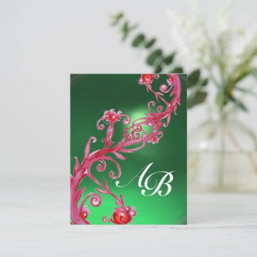 MAGISCHE BESJES 4, MONOGRAM rode jade champagne Kaart (Staand voorkant)