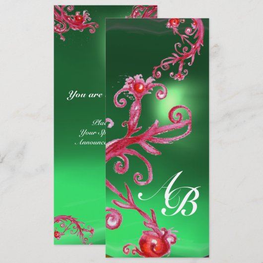 MAGISCHE BESJES 4,MONOGRAM rode jade goud Kaart (Voorkant / Achterkant)