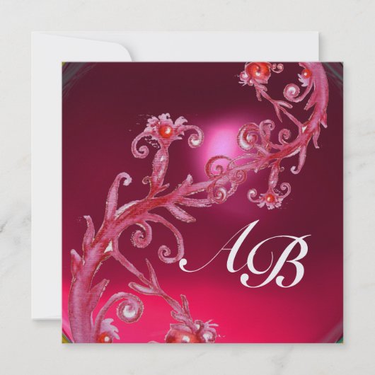 MAGISCHE BESJES 4, MONOGRAM rode robijn ijs Kaart (Voorkant)
