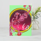 MAGISCHE BESJES 4, MONOGRAM rode robijn Kaart (Staand voorkant)