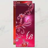 MAGISCHE BESJES 4,MONOGRAM rood robijn wit zilver Kaart (Voorkant / Achterkant)