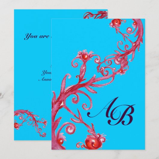 MAGISCHE BESJES, INITIALEN rood blauw Kaart (Voorkant / Achterkant)