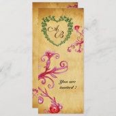 MAGISCHE BESJES KLAVER HART MONOGRAM perkament Kaart (Voorkant / Achterkant)