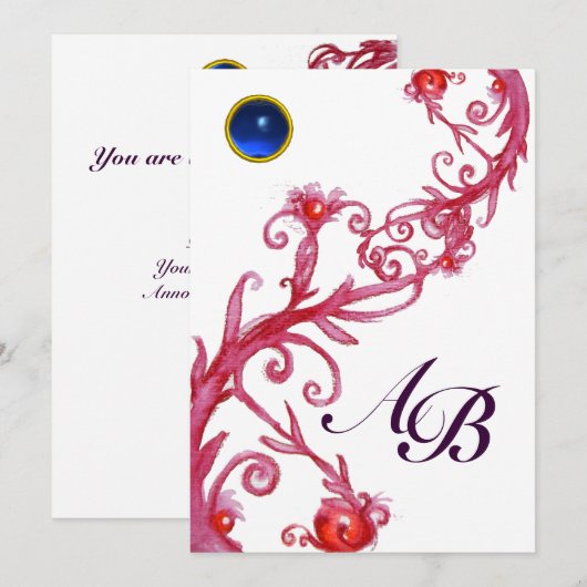 MAGISCHE BESJES,MONOGRAAM rode saffier Kaart (Voorkant / Achterkant)