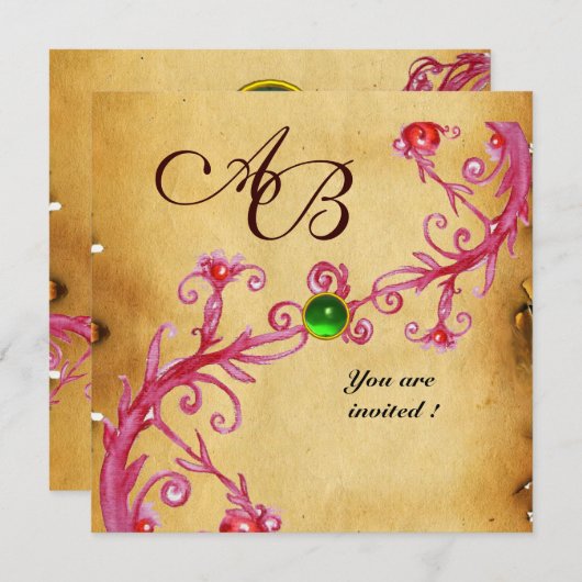 MAGISCHE BESJES MONOGRAM Parchment Groen Smaragd Kaart (Voorkant / Achterkant)