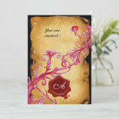 MAGISCHE BESJES MONOGRAM, Rode Waszegel Paarse Kru Kaart (Staand voorkant)