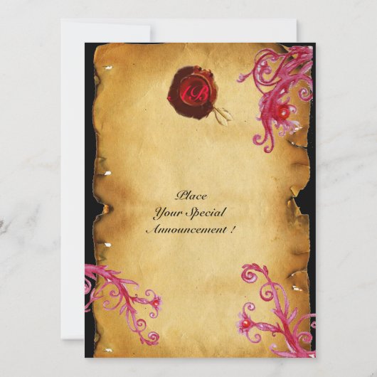 MAGISCHE BESJES MONOGRAM waszegel perkament Kaart (Achterkant)