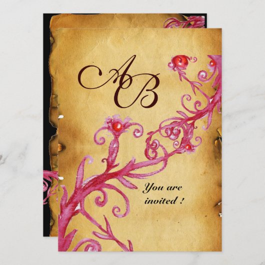 MAGISCHE BESJES MONOGRAM waszegel perkament Kaart (Voorkant / Achterkant)