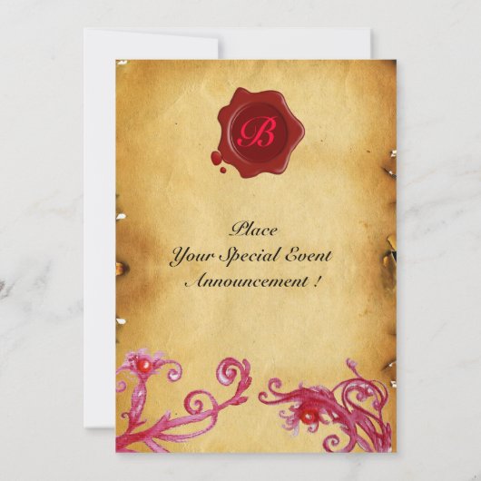 MAGISCHE BESJES  MONOGRAM waszegel perkament Kaart (Achterkant)