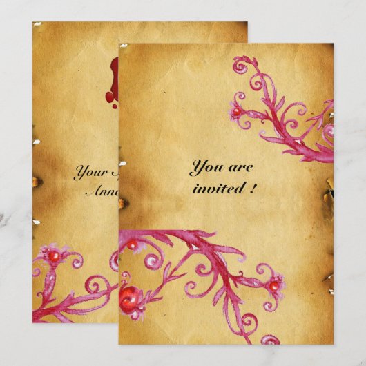 MAGISCHE BESJES  MONOGRAM waszegel perkament Kaart (Voorkant / Achterkant)