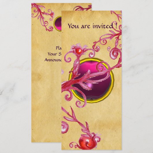 MAGISCHE BESJES PERKAMENT RODE ROBIJN KAART (Voorkant / Achterkant)