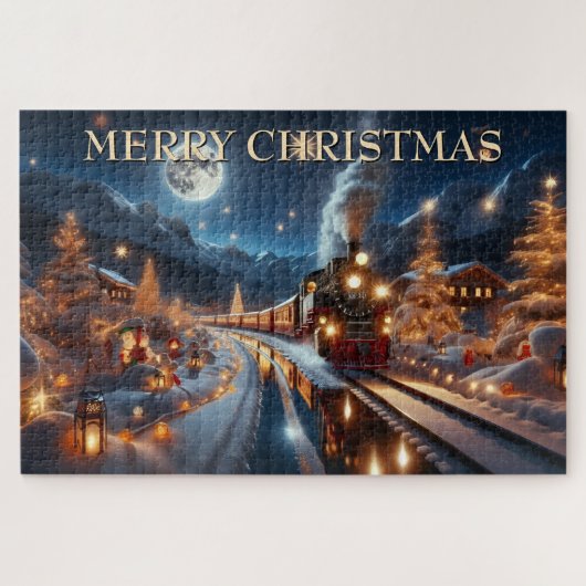 Magische Besneeide Kersttrein Winterlandschap Legpuzzel (Horizontaal)