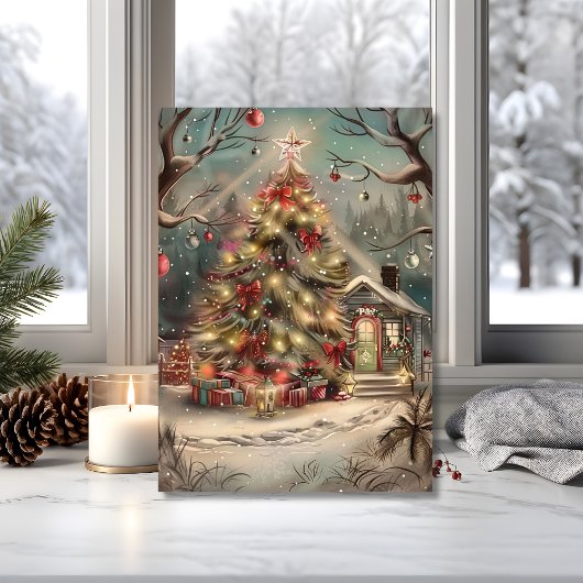 Magische Besneeuwde Kerst Cottage  Kaart