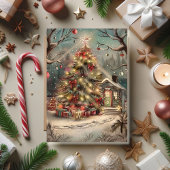 Magische Besneeuwde Kerst Cottage  Kaart