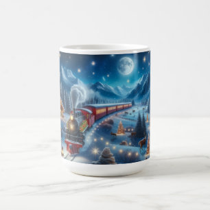 Magische Besneeuwde Kersttrein Winterlandschap Koffiemok