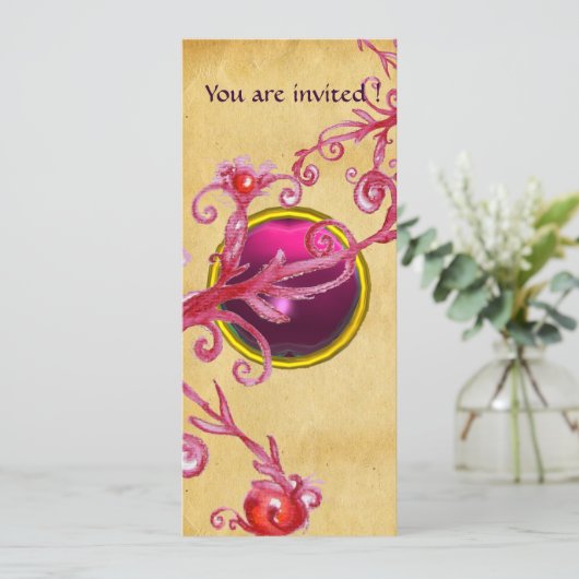 MAGISCHE BESSEM PERKAMENT GEEN rode robijn Kaart (Staand voorkant)