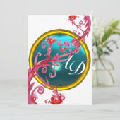 MAGISCHE BESSEN 4, MONOGRAM blauwe aquamarijn Kaart (Staand voorkant)