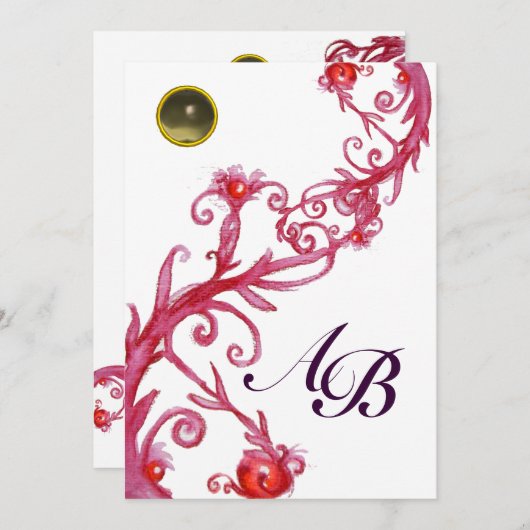 MAGISCHE BESSEN,MONOGRAM rood grijs wit paars zwar Kaart (Voorkant / Achterkant)