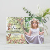 Magische betoverde bos fee meisje verjaardag foto kaart (Staand voorkant)