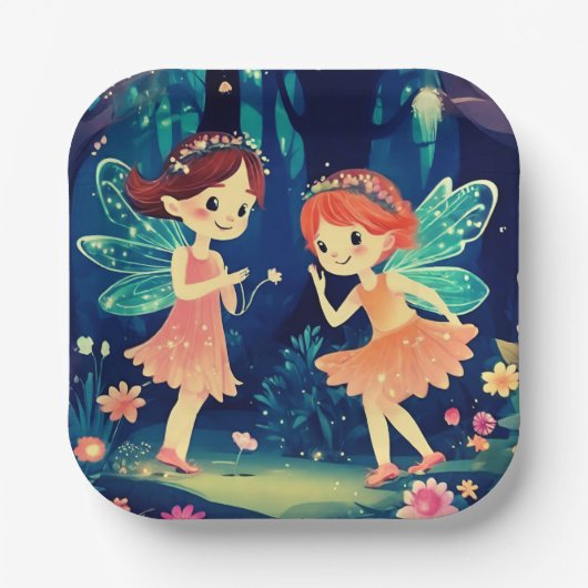 Magische betoverde bos feeën spelen papieren bordje (Voorkant)