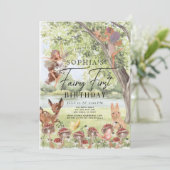 Magische betoverde bosfee eerste verjaardag kaart (Staand voorkant)