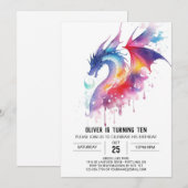 Magische betoverde draak verjaardag kaart (Voorkant / Achterkant)