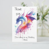 Magische Betoverde Draken Verjaardag Bedankkaart (Staand voorkant)