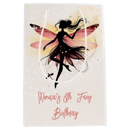 Magische betoverde Fairy silhouet kinderen verjaar Medium Cadeauzakje (Voorkant)