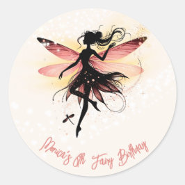 Magische betoverde Fairy silhouet kinderen verjaar Ronde Sticker