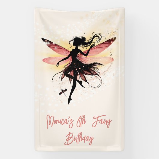 Magische betoverde Fairy silhouet kinderen verjaar Spandoek (Verticaal)