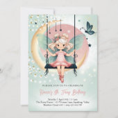 Magische betoverde fee op de swing kids verjaardag kaart (Voorkant)