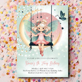 Magische betoverde fee op de swing kids verjaardag kaart