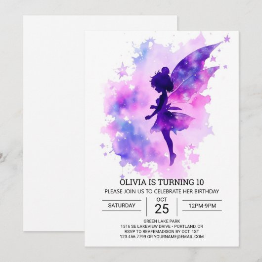 Magische betoverde fee verjaardag kaart (Voorkant / Achterkant)