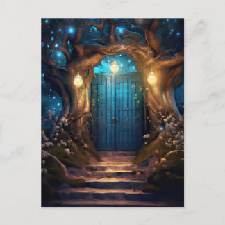 Magische betoverde Forest Fantasy Antiek deur Briefkaart
