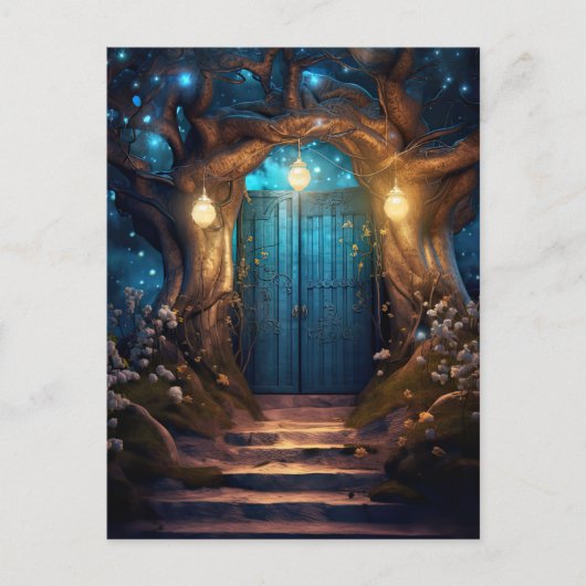 Magische betoverde Forest Fantasy Antiek deur Briefkaart (Voorkant)