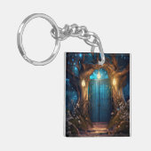 Magische betoverde Forest Fantasy Antiek deur Sleutelhanger (Voorkant Links)