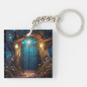Magische betoverde Forest Fantasy Antiek deur Sleutelhanger (Achterkant)