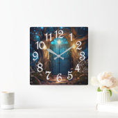 Magische betoverde Forest Fantasy Antiek deur Vierkante Klok (Huis)