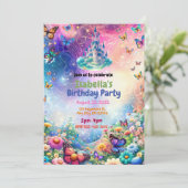 Magische betoverde Kasteel Verjaardagsfeestuitnodi Feestdagenkaart (Staand voorkant)