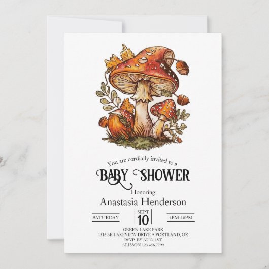 Magische betoverde paddenstoel Baby shower Kaart (Voorkant)