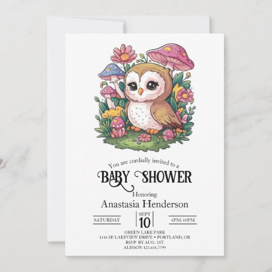 Magische betoverde uil Baby shower Kaart (Voorkant)