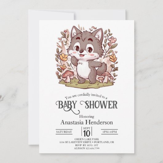 Magische betoverde Wolf Baby shower Digitaal Kaart (Voorkant)